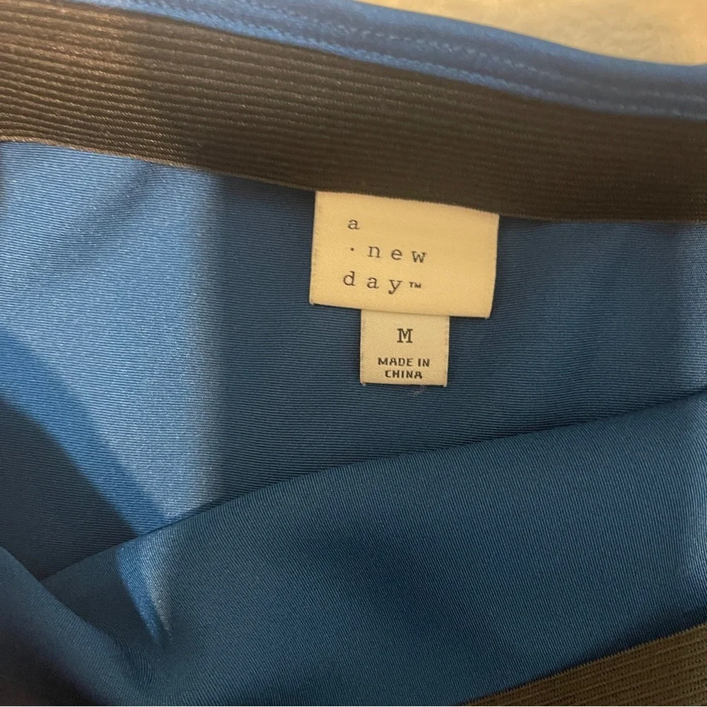 a new day jewel sapphire blue satin midi skirt women's medium - Picture 8 of 12